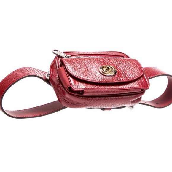 Gucci Red Morpheus leather Crackle Crossbody Belt Bag - Picture 4 of 9